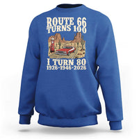 Route Highway 66 Turns 100 I Turn 80 Sweatshirt Vintage 1946 Road Sign American Muscle Car Lover 80th Birthday Gift