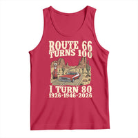 Route Highway 66 Turns 100 I Turn 80 Tank Top Vintage 1946 Road Sign American Muscle Car Lover 80th Birthday Gift