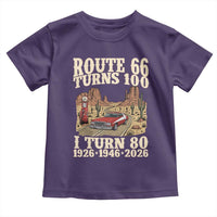 Route Highway 66 Turns 100 I Turn 80 Toddler T Shirt Vintage 1946 Road Sign American Muscle Car Lover 80th Birthday Gift