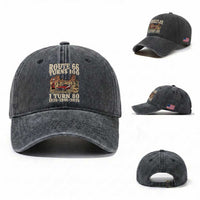 Route Highway 66 Turns 100 I Turn 80 Washed Cotton Baseball Cap Vintage 1946 Road Sign American Muscle Car Lover 80th Birthday Gift