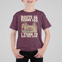 Route Highway 66 Turns 100 I Turn 75 T Shirt For Kid Vintage 1951 Road Sign American Muscle Car Lover 75th Birthday Gift