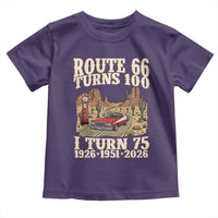 Route Highway 66 Turns 100 I Turn 75 Toddler T Shirt Vintage 1951 Road Sign American Muscle Car Lover 75th Birthday Gift