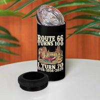 Route Highway 66 Turns 100 I Turn 70 4 in 1 Can Cooler Tumbler Vintage 1956 Road Sign American Muscle Car Lover 70th Birthday Gift