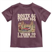 Route Highway 66 Turns 100 I Turn 70 Toddler T Shirt Vintage 1956 Road Sign American Muscle Car Lover 70th Birthday Gift