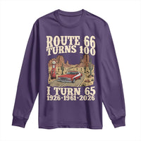 Route Highway 66 Turns 100 I Turn 65 Long Sleeve Shirt Vintage 1961 Road Sign American Muscle Car Lover 65th Birthday Gift