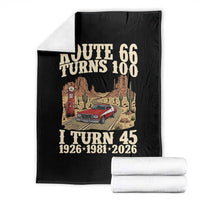 Route Highway 66 Turns 100 I Turn 45 Throw Blanket Vintage 1981 Road Sign American Muscle Car Lover 45th Birthday Gift