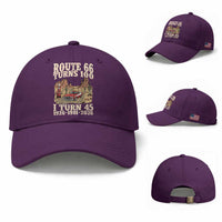 Route Highway 66 Turns 100 I Turn 45 Baseball Cap Vintage 1981 Road Sign American Muscle Car Lover 45th Birthday Gift