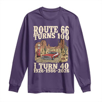 Route Highway 66 Turns 100 I Turn 40 Long Sleeve Shirt Vintage 1986 Road Sign American Muscle Car Lover 40th Birthday Gift