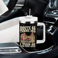 Route Highway 66 Turns 100 I Turn 40 Tumbler With Handle Vintage 1986 Road Sign American Muscle Car Lover 40th Birthday Gift