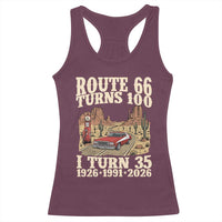 Route Highway 66 Turns 100 I Turn 35 Racerback Tank Top Vintage 1991 Road Sign American Muscle Car Lover 35th Birthday Gift