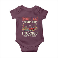 Route Highway 66 Turns 100 I Turn 80 Baby Onesie Vintage 1946 Road Sign Classic Muscle Car Lover 80th Birthday Gift