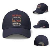 Route Highway 66 Turns 100 I Turn 80 Baseball Cap Vintage 1946 Road Sign Classic Muscle Car Lover 80th Birthday Gift