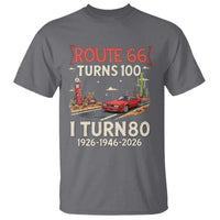 Route Highway 66 Turns 100 I Turn 80 T Shirt Vintage 1946 Road Sign Classic Muscle Car Lover 80th Birthday Gift