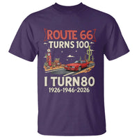 Route Highway 66 Turns 100 I Turn 80 T Shirt Vintage 1946 Road Sign Classic Muscle Car Lover 80th Birthday Gift