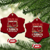 Route Highway 66 Turns 100 I Turn 75 Ceramic Ornament Vintage 1951 Road Sign Classic Muscle Car Lover 75th Birthday Gift
