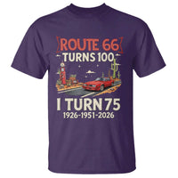 Route Highway 66 Turns 100 I Turn 75 T Shirt Vintage 1951 Road Sign Classic Muscle Car Lover 75th Birthday Gift