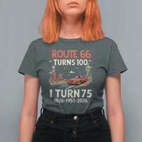 Route Highway 66 Turns 100 I Turn 75 T Shirt For Women Vintage 1951 Road Sign Classic Muscle Car Lover 75th Birthday Gift
