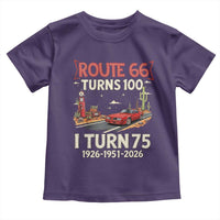 Route Highway 66 Turns 100 I Turn 75 Toddler T Shirt Vintage 1951 Road Sign Classic Muscle Car Lover 75th Birthday Gift