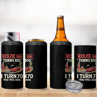 Route Highway 66 Turns 100 I Turn 70 4 in 1 Can Cooler Tumbler Vintage 1956 Road Sign Classic Muscle Car Lover 70th Birthday Gift