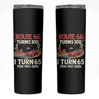 Route Highway 66 Turns 100 I Turn 65 Skinny Tumbler Vintage 1961 Road Sign Classic Muscle Car Lover 65th Birthday Gift
