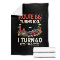 Route Highway 66 Turns 100 I Turn 60 Throw Blanket Vintage 1966 Road Sign Classic Muscle Car Lover 60th Birthday Gift