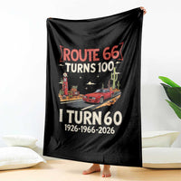 Route Highway 66 Turns 100 I Turn 60 Throw Blanket Vintage 1966 Road Sign Classic Muscle Car Lover 60th Birthday Gift