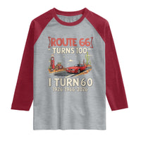 Route Highway 66 Turns 100 I Turn 60 Raglan Shirt Vintage 1966 Road Sign Classic Muscle Car Lover 60th Birthday Gift