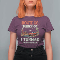 Route Highway 66 Turns 100 I Turn 60 T Shirt For Women Vintage 1966 Road Sign Classic Muscle Car Lover 60th Birthday Gift