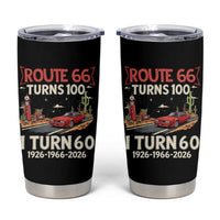 Route Highway 66 Turns 100 I Turn 60 Tumbler Cup Vintage 1966 Road Sign Classic Muscle Car Lover 60th Birthday Gift
