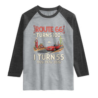 Route Highway 66 Turns 100 I Turn 55 Raglan Shirt Vintage 1971 Road Sign Classic Muscle Car Lover 55th Birthday Gift