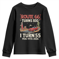Route Highway 66 Turns 100 I Turn 55 Youth Sweatshirt Vintage 1971 Road Sign Classic Muscle Car Lover 55th Birthday Gift
