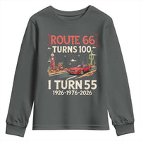 Route Highway 66 Turns 100 I Turn 55 Youth Sweatshirt Vintage 1971 Road Sign Classic Muscle Car Lover 55th Birthday Gift