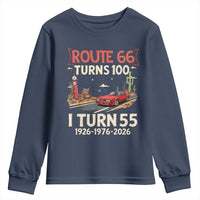 Route Highway 66 Turns 100 I Turn 55 Youth Sweatshirt Vintage 1971 Road Sign Classic Muscle Car Lover 55th Birthday Gift