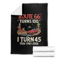 Route Highway 66 Turns 100 I Turn 45 Throw Blanket Vintage 1981 Road Sign Classic Muscle Car Lover 45th Birthday Gift