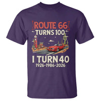 Route Highway 66 Turns 100 I Turn 40 T Shirt Vintage 1986 Road Sign Classic Muscle Car Lover 40th Birthday Gift
