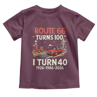 Route Highway 66 Turns 100 I Turn 40 Toddler T Shirt Vintage 1986 Road Sign Classic Muscle Car Lover 40th Birthday Gift