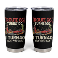 Route Highway 66 Turns 100 I Turn 40 Tumbler Cup Vintage 1986 Road Sign Classic Muscle Car Lover 40th Birthday Gift