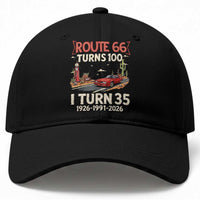 Route Highway 66 Turns 100 I Turn 35 Baseball Cap Vintage 1991 Road Sign Classic Muscle Car Lover 35th Birthday Gift