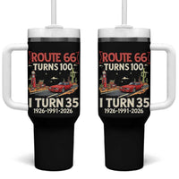 Route Highway 66 Turns 100 I Turn 35 Tumbler With Handle Vintage 1991 Road Sign Classic Muscle Car Lover 35th Birthday Gift