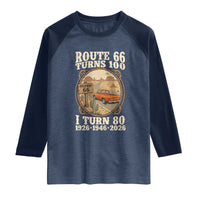 Route Highway 66 Turns 100 I Turn 80 Raglan Shirt Vintage 1946 Road Sign Classic Pickup Truck Lover 80th Birthday Gift