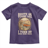Route Highway 66 Turns 100 I Turn 80 Toddler T Shirt Vintage 1946 Road Sign Classic Pickup Truck Lover 80th Birthday Gift