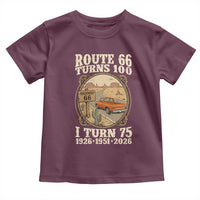 Route Highway 66 Turns 100 I Turn 75 Toddler T Shirt Vintage 1951 Road Sign Classic Pickup Truck Lover 75th Birthday Gift