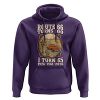 Route Highway 66 Turns 100 I Turn 65 Hoodie Vintage 1961 Road Sign Classic Pickup Truck Lover 65th Birthday Gift