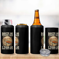 Route Highway 66 Turns 100 I Turn 60 4 in 1 Can Cooler Tumbler Vintage 1966 Road Sign Classic Pickup Truck Lover 60th Birthday Gift