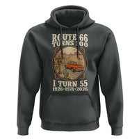 Route Highway 66 Turns 100 I Turn 55 Hoodie Vintage 1971 Road Sign Classic Pickup Truck Lover 55th Birthday Gift