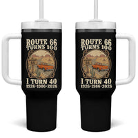 Route Highway 66 Turns 100 I Turn 40 Tumbler With Handle Vintage 1986 Road Sign Classic Pickup Truck Lover 40th Birthday Gift