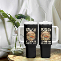 Route Highway 66 Turns 100 I Turn 40 Tumbler With Handle Vintage 1986 Road Sign Classic Pickup Truck Lover 40th Birthday Gift