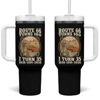 Route Highway 66 Turns 100 I Turn 35 Tumbler With Handle Vintage 1991 Road Sign Classic Pickup Truck Lover 35th Birthday Gift