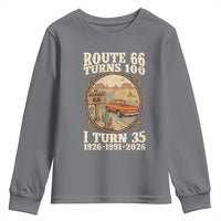 Route Highway 66 Turns 100 I Turn 35 Youth Sweatshirt Vintage 1991 Road Sign Classic Pickup Truck Lover 35th Birthday Gift
