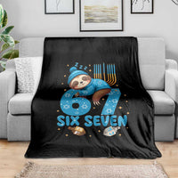 67 Six Seven Meme Throw Blanket Funny Hanukkah Sloth - Wonder Print Shop